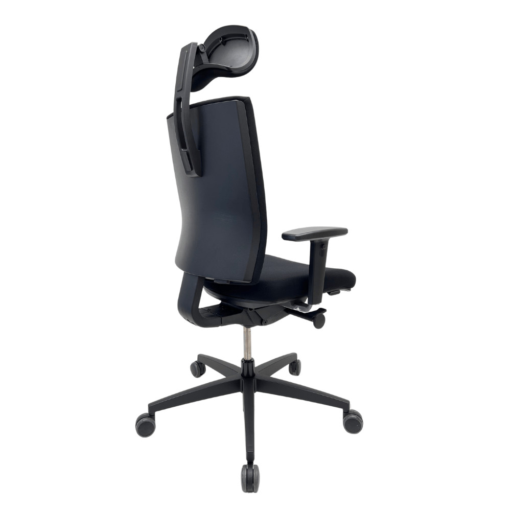 OSMOZ Bedimo Chaise de bureau avec appui-tête et nouveau revêtement en tissu. - tissu noir / base croisée – Image 4