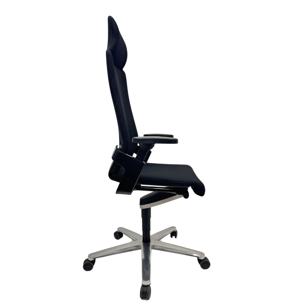 WILKHAHN On Chaise de bureau avec appui-tête et nouveau revêtement en tissu. - tissu noir / base croisée – Image 3