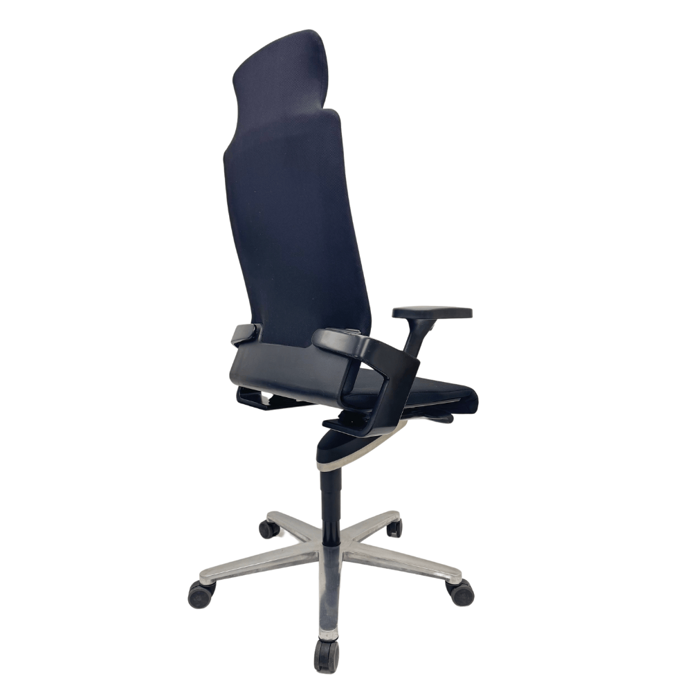 WILKHAHN On Chaise de bureau avec appui-tête et nouveau revêtement en tissu. - tissu noir / base croisée – Image 4