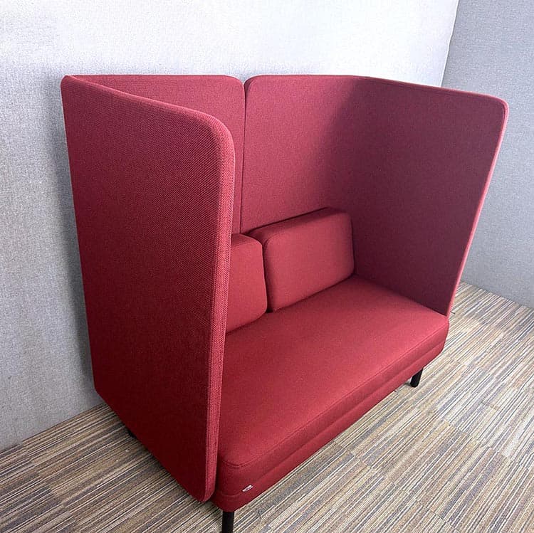AHREND Charge Collection Zitbank 2-zit akoestisch design Basten Leijh B150xD75xH140 - bordeaux stof / zwart hout - Afbeelding 2
