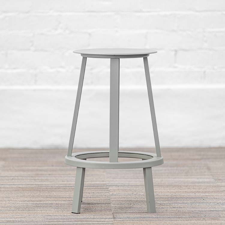HAY Revolver Stool Bar Stool low - grey metal / white wood four-leg - Image 2