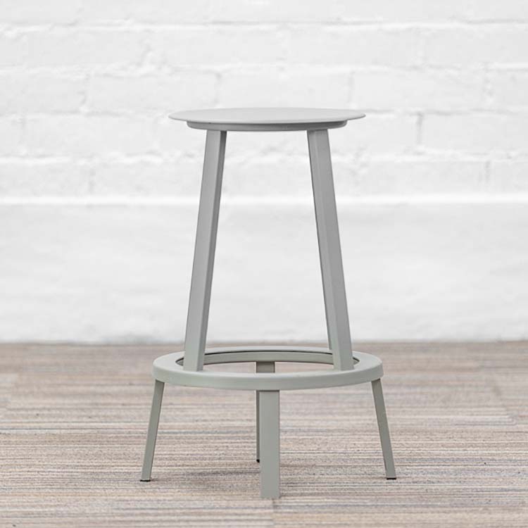 HAY Revolver Stool Bar Stool low - grey metal / white wood four-leg - Image 3