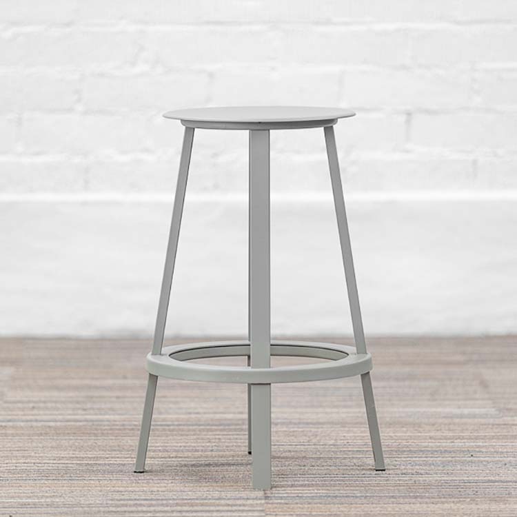 HAY Revolver Stool Bar Stool low - grey metal / white wood four-leg - Image 4
