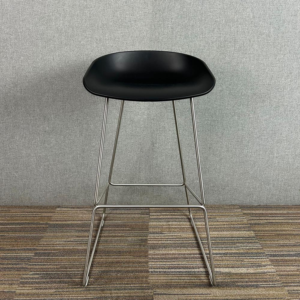 HAY AAS38 Bar Stool - black plastic / aluminium sled base - Image 2