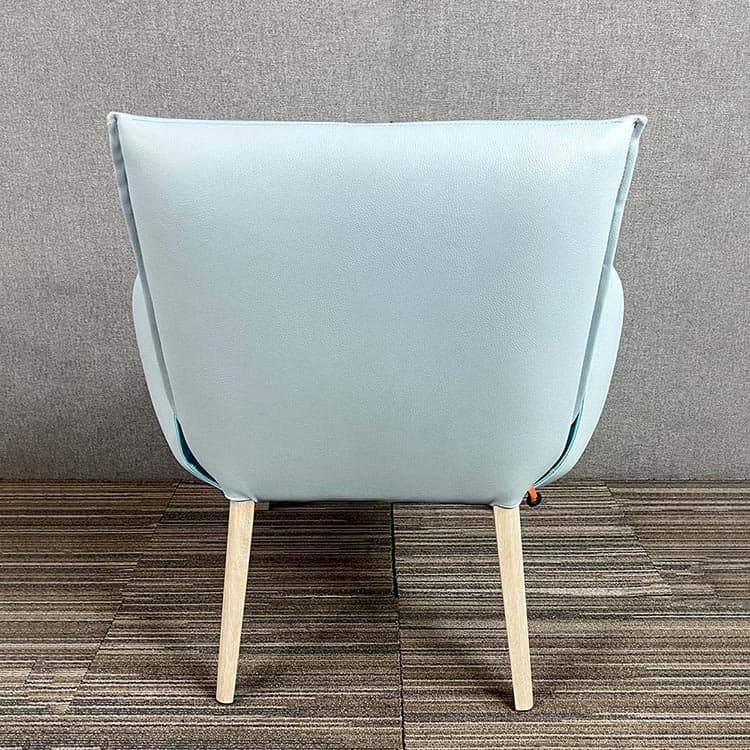 MOBITEC Soft Lounge Zetel - blauw leder / eiken hout vierpoot - Afbeelding 4