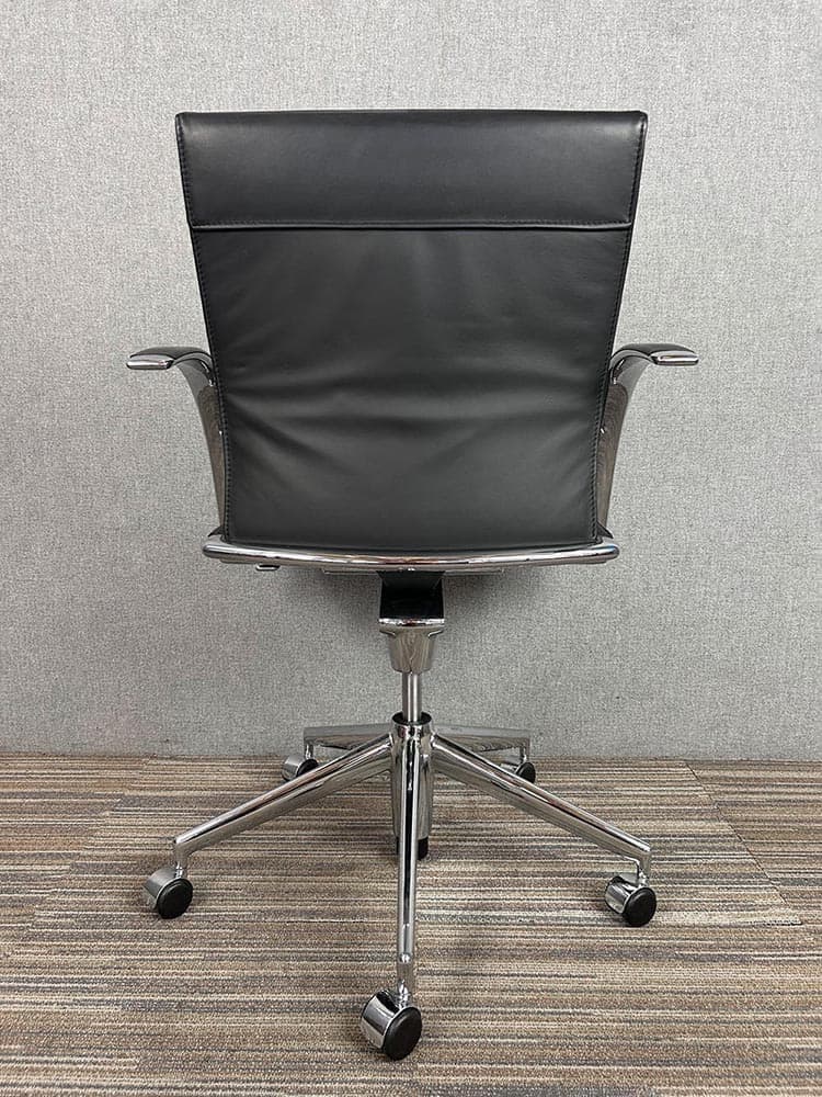 AHREND 350 Office Chair - black leather / chrome cross base - Image 3