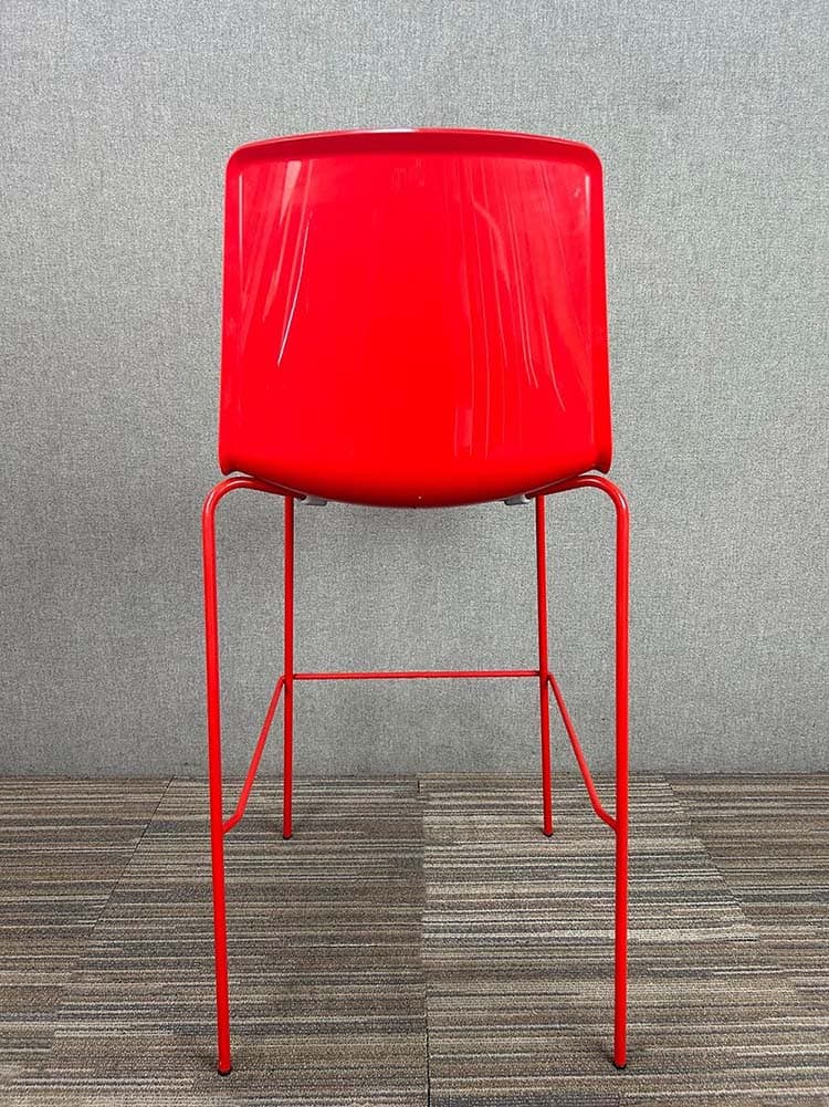 PEDRALI Tweet 892 Stool - white / red plastic / red metal four-leg - Image 4