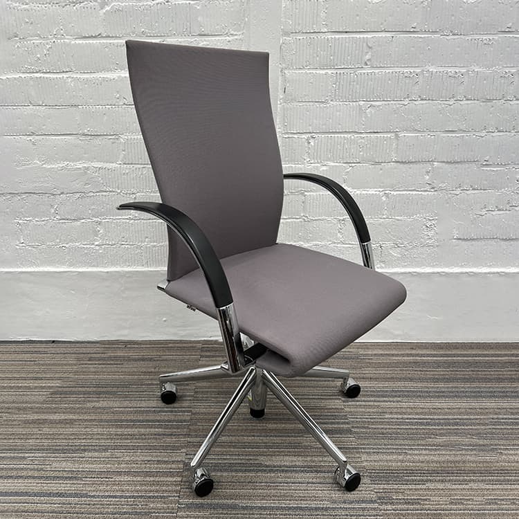 AHREND 350 Meeting Chair design Sigurd Rothe - grey fabric / chrome cross base - Image 2