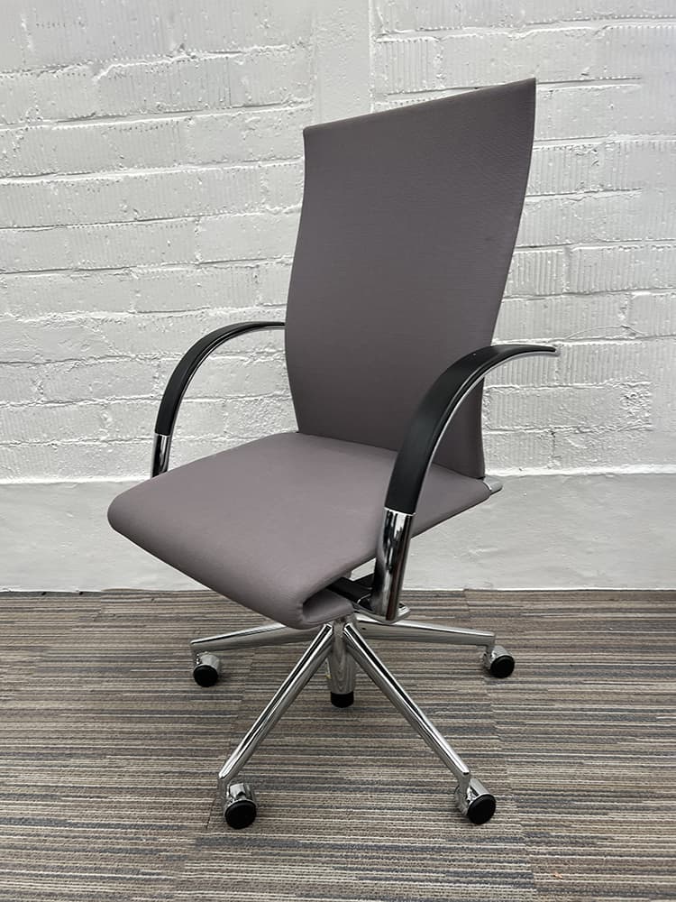 AHREND 350 Meeting Chair design Sigurd Rothe - grey fabric / chrome cross base - Image 5