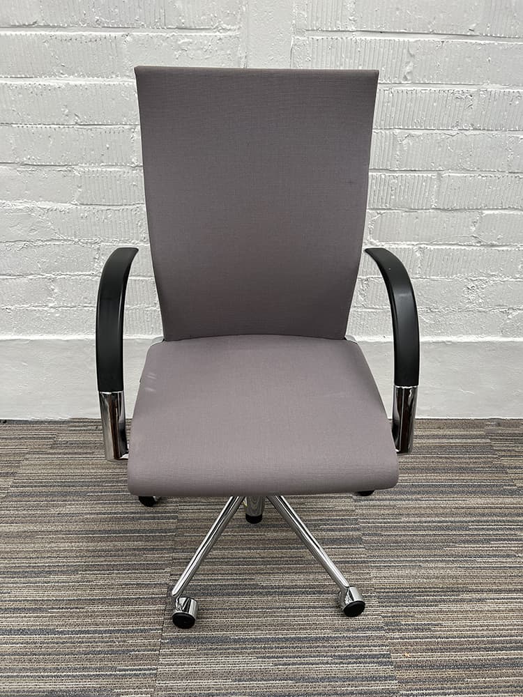 AHREND 350 Meeting Chair design Sigurd Rothe - grey fabric / chrome cross base - Image 6