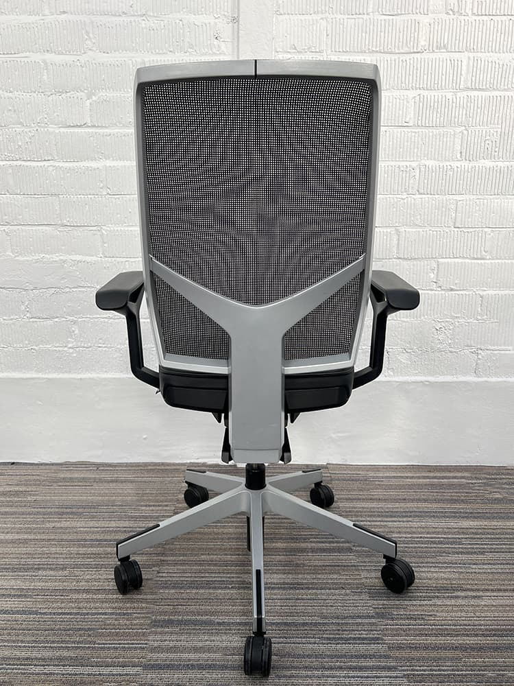 GIROFLEX 68 Bureaustoel netweave - zwart leder / grijs metaal kruisvoet - Afbeelding 5