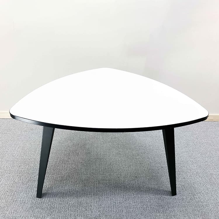 Conference Table B118xD118xH76 - white / black metal three-leg - Image 2