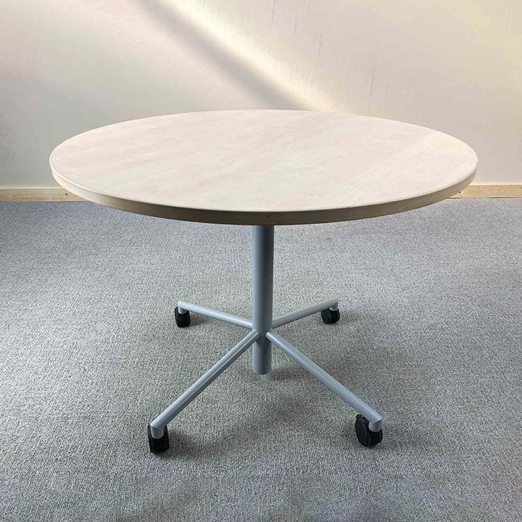 Table de cantine B100xD100xH80 - bois clair / métal gris base étoile – Image 2