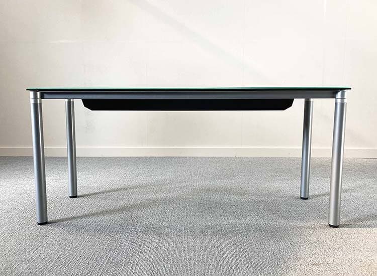 Desk B150xD50xH67 - tinted glass glass / grey metal four-leg - Image 3