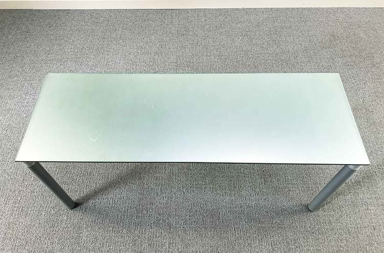 Desk B150xD50xH67 - tinted glass glass / grey metal four-leg - Image 4