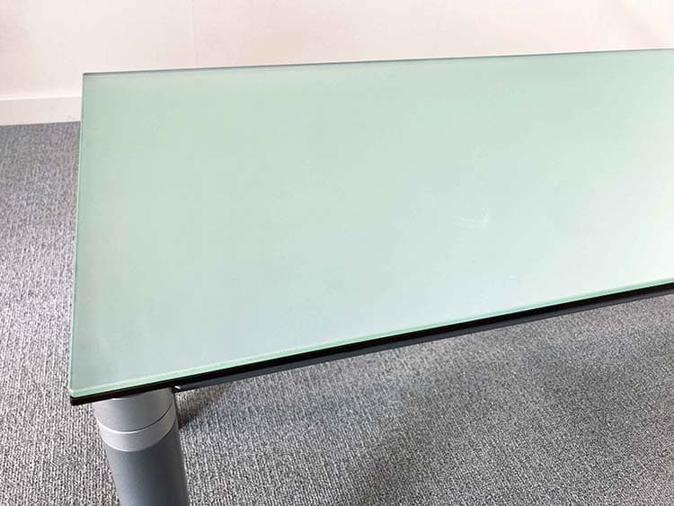 Desk B150xD50xH67 - tinted glass glass / grey metal four-leg - Image 5