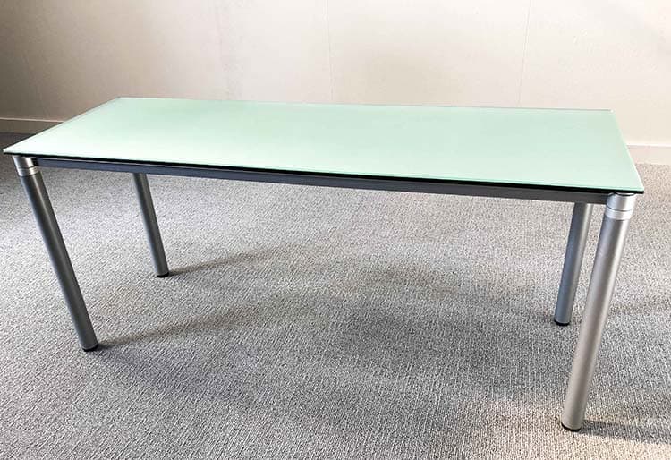 Desk B150xD50xH67 - tinted glass glass / grey metal four-leg - Image 7