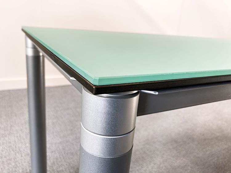Desk B150xD50xH67 - tinted glass glass / grey metal four-leg - Image 10