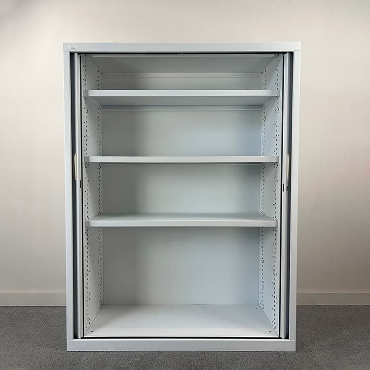 NG Halfh Vert Roldeurkast H160xB120xD45 - wit metaal - Afbeelding 2