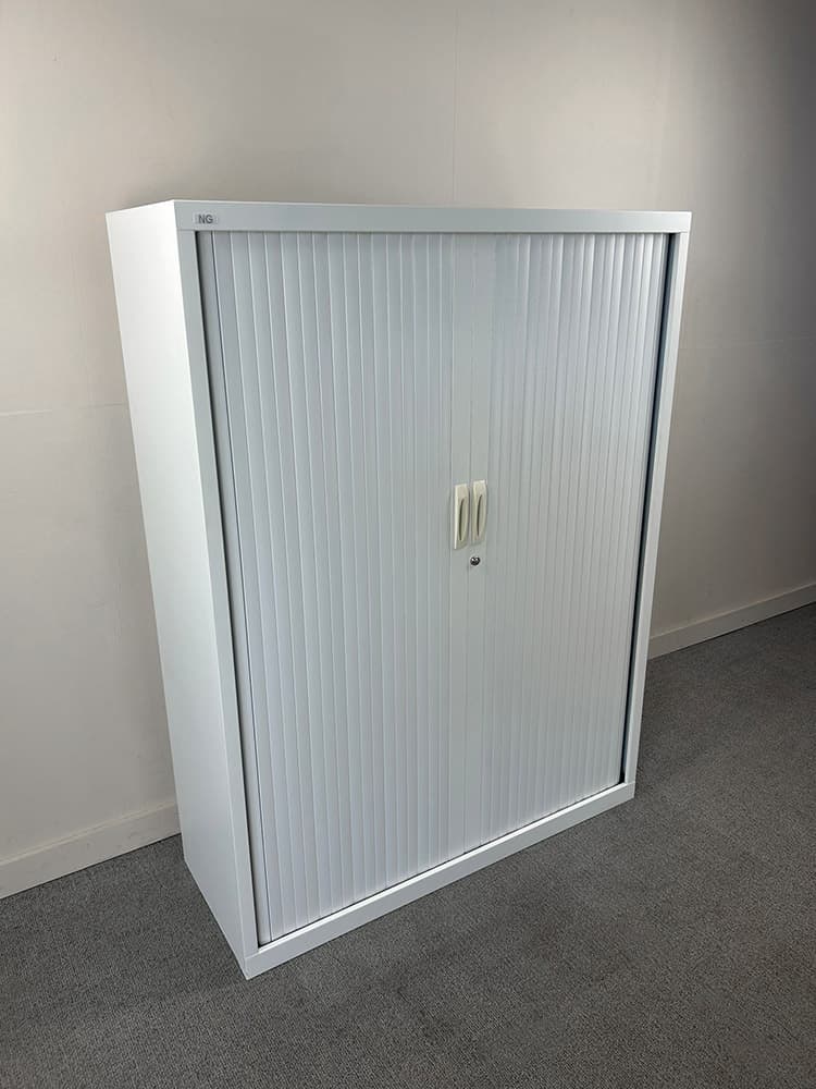 NG Halfh Vert Roldeurkast H160xB120xD45 - wit metaal - Afbeelding 3