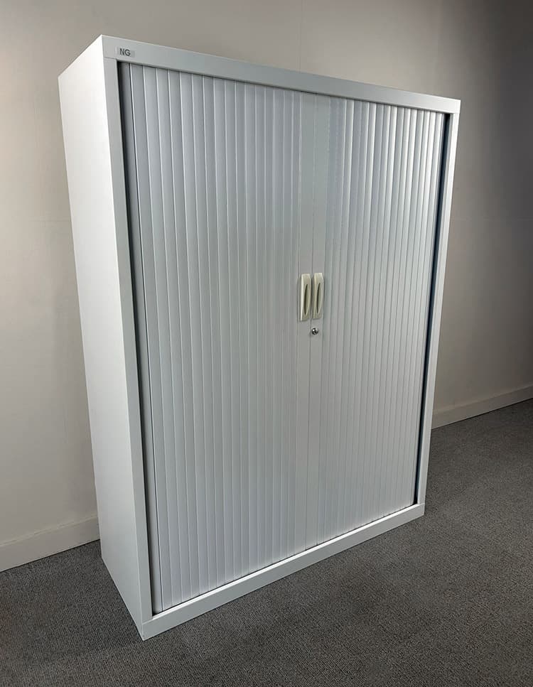 NG Halfh Vert Roldeurkast H160xB120xD45 - wit metaal - Afbeelding 4