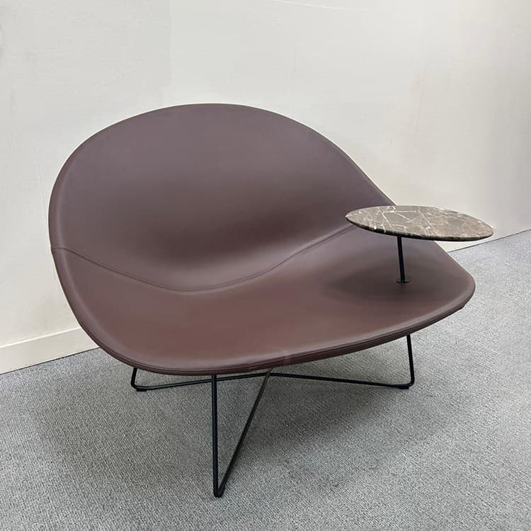 SERGIO TACCHINI Chaise coque - cuir synthétique marron / métal noir structure tubulaire – Image 2