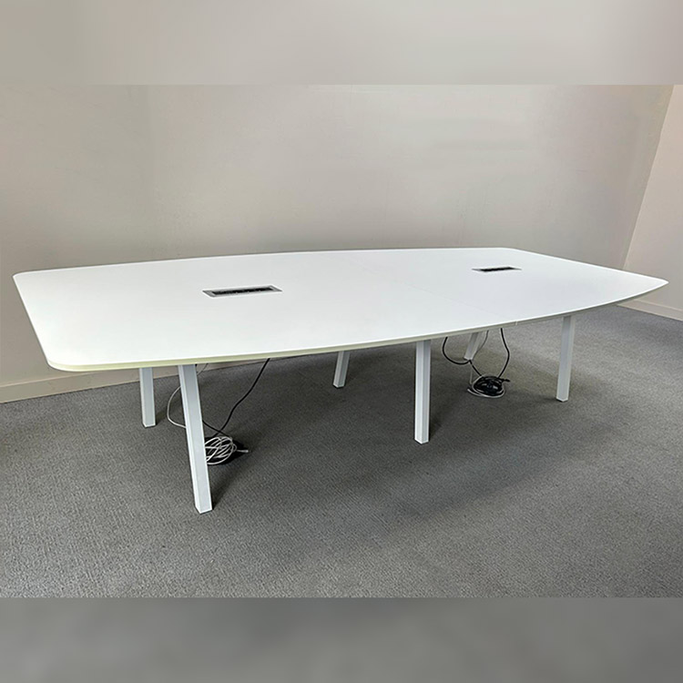 MIBRA Table de réunion B320xD160xH175 - mélamine blanche / métal blanc quatre pieds – Image 2