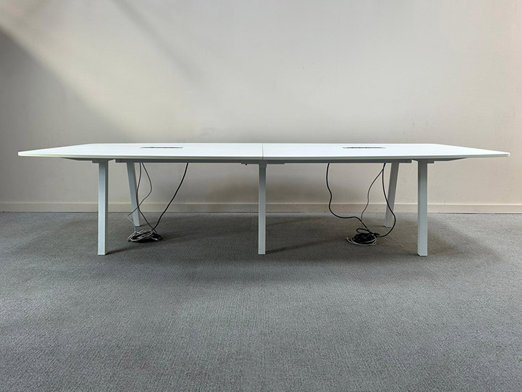 MIBRA Table de réunion B320xD160xH175 - mélamine blanche / métal blanc quatre pieds – Image 3