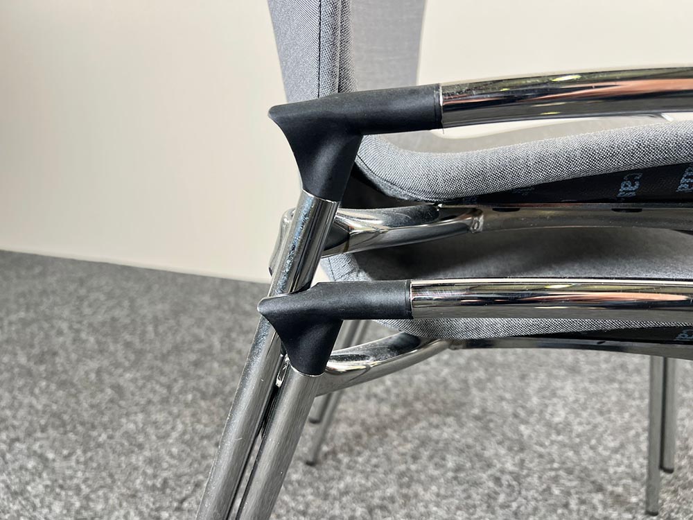 CASALA Lynx Bezoekersstoel stapelbaar - grijs stof / chrome vierpoot - Afbeelding 8