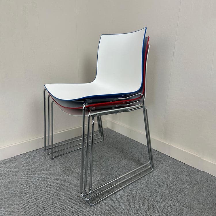 ARPER Kantinestoel stapelbaar - wit / blauw kunststof / chrome sledepoot - Afbeelding 6