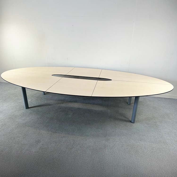 AHREND Table de réunion B380xD185xH74 - mélamine légère de bois / métal quatre pieds – Image 2