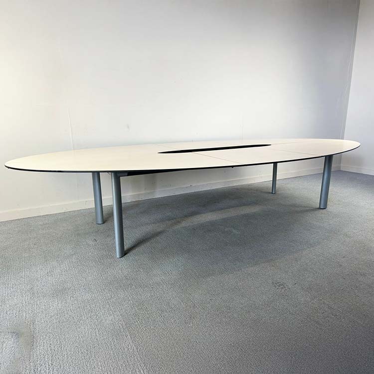 AHREND Table de réunion B380xD185xH74 - mélamine légère de bois / métal quatre pieds – Image 3