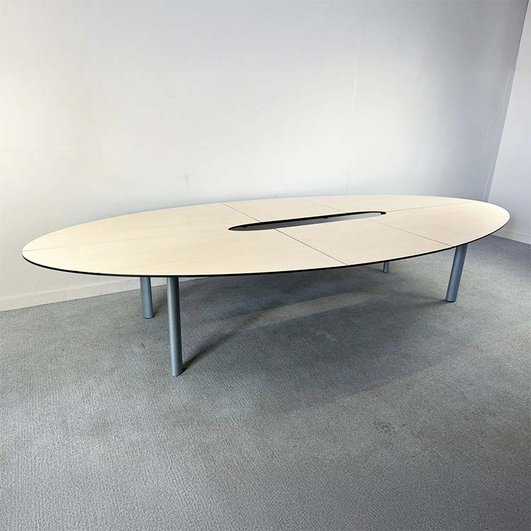 AHREND Table de réunion B380xD185xH74 - mélamine légère de bois / métal quatre pieds – Image 4