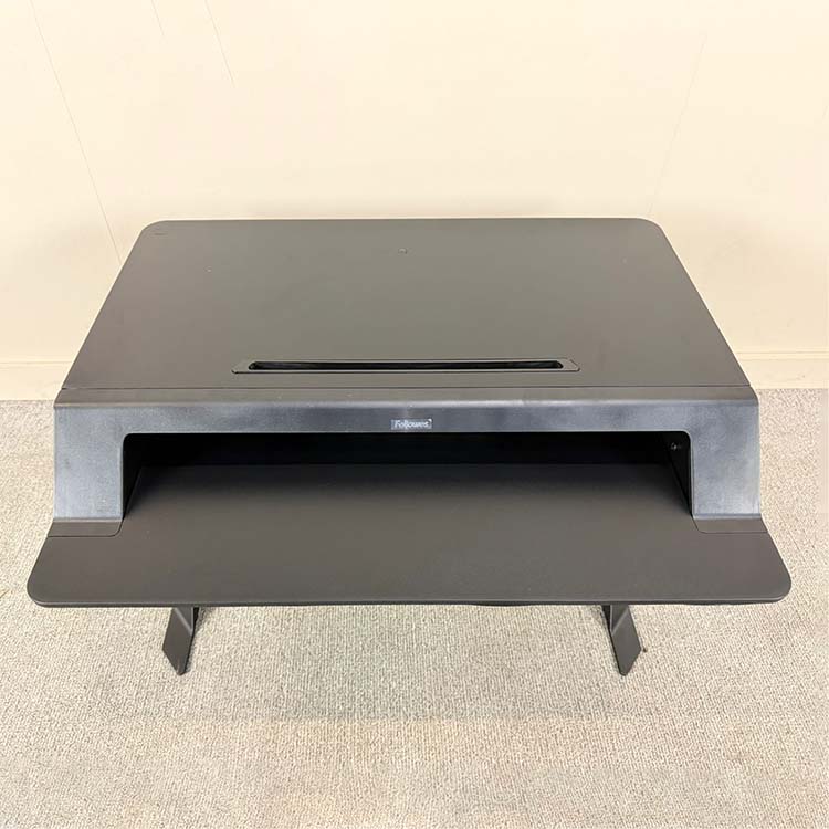 FELLOWES Electric Sit-Stand Desk - black plastic / black metal sled base - Image 2
