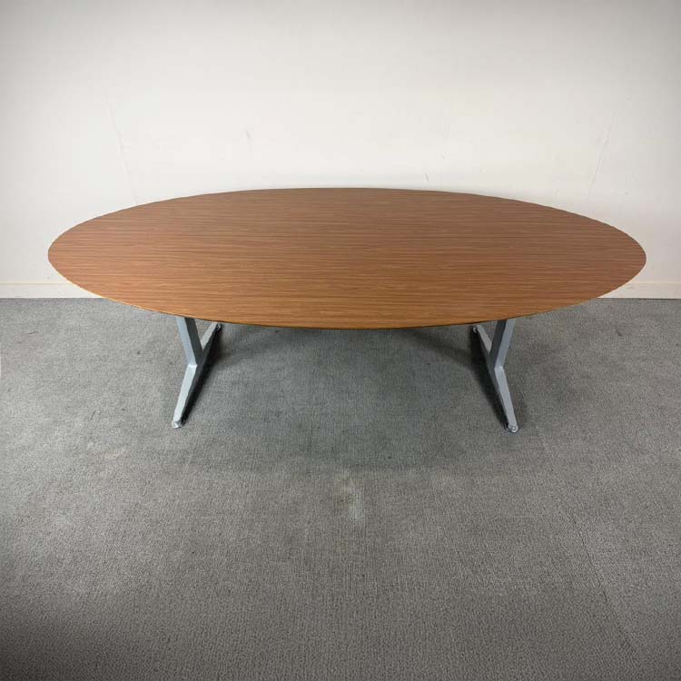 Vergadertafel B240xD120xH65-75 - hout / metaal t-poot
