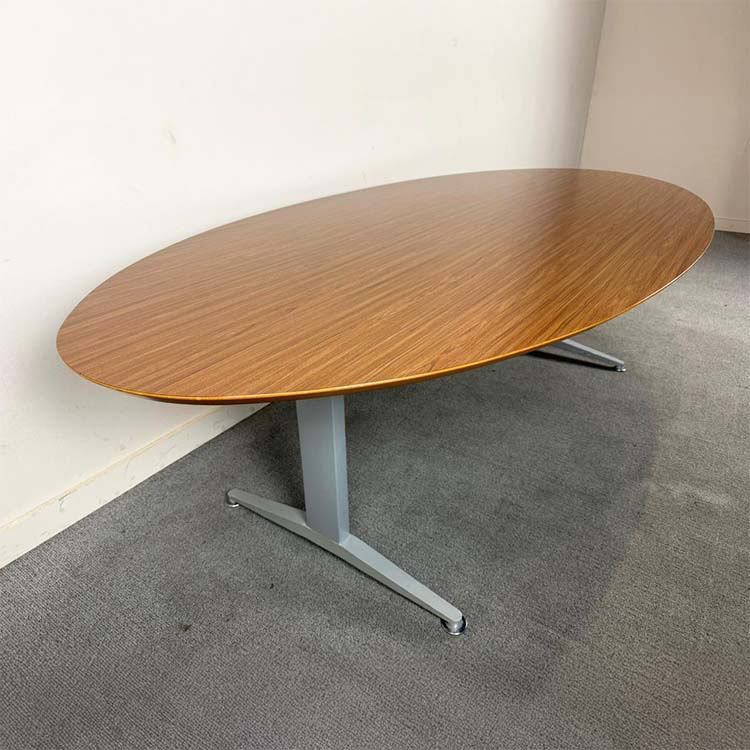 Vergadertafel B240xD120xH65-75 - hout / metaal t-poot - Afbeelding 3
