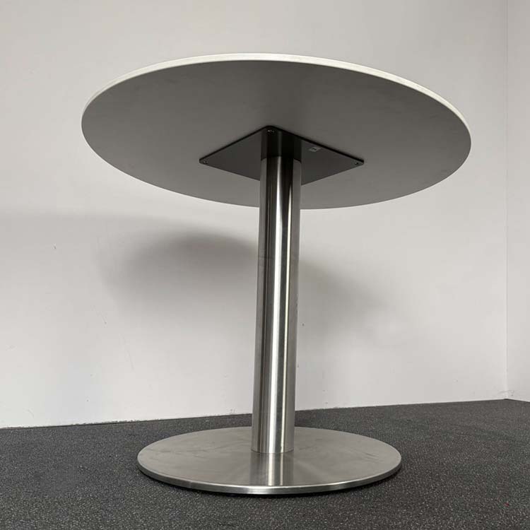 ZÜCO Table de cantine Rond B90xD90xH73 - mélamine blanche / chrome plaque de base – Image 3