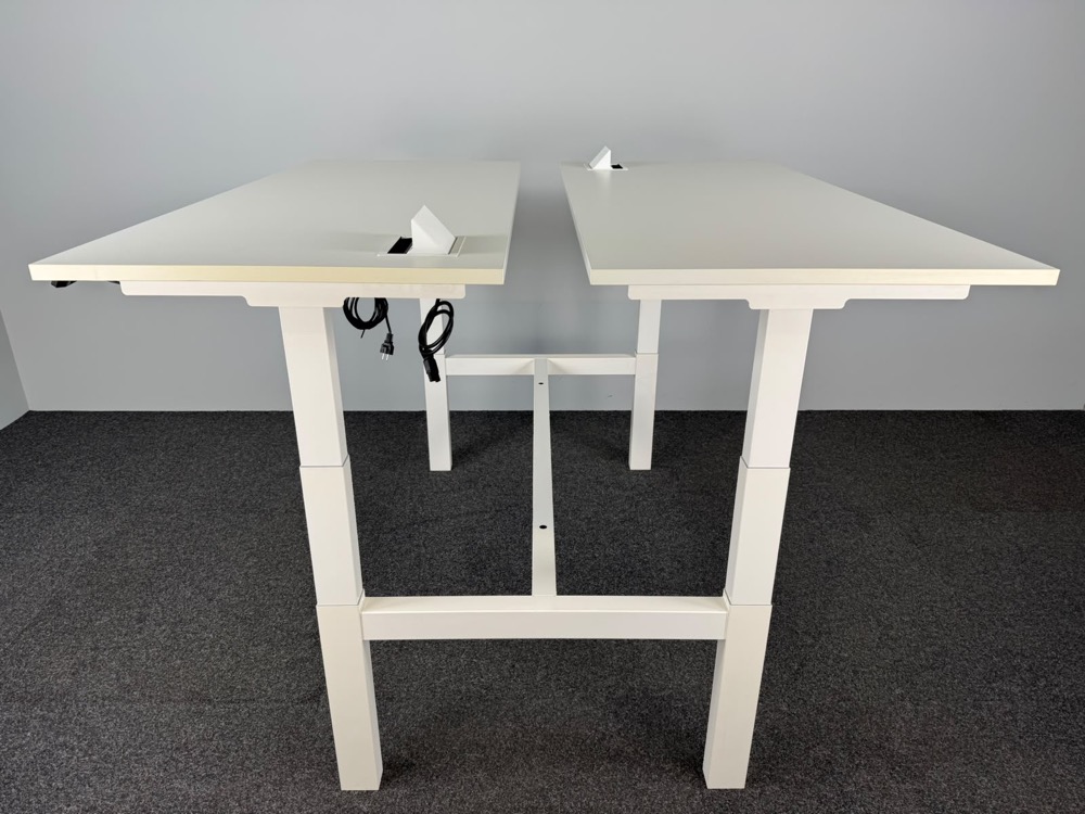VEYHL Electric Sit-Stand Double Workbench B180xD175xH65-130 - white melamine / white metal four-leg - Image 3