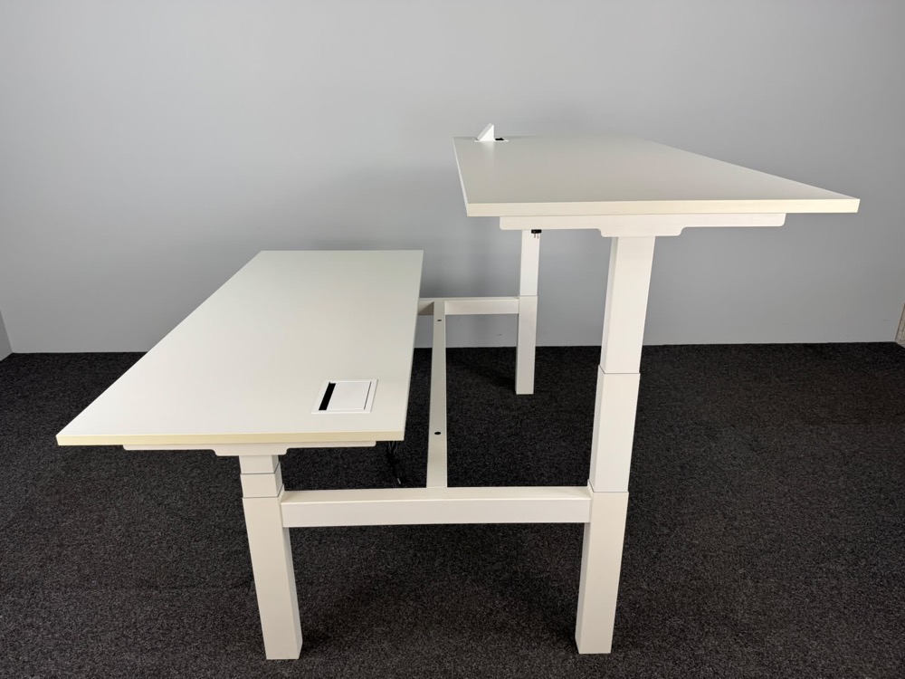 VEYHL Electric Sit-Stand Double Workbench B180xD175xH65-130 - white melamine / white metal four-leg - Image 4