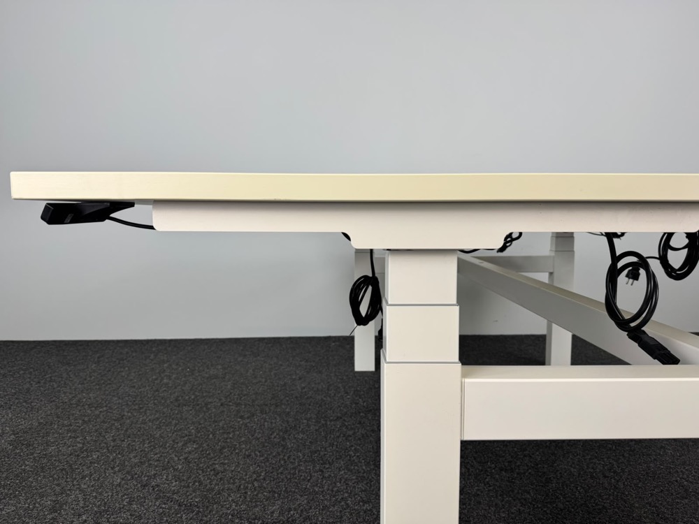 VEYHL Electric Sit-Stand Double Workbench B180xD175xH65-130 - white melamine / white metal four-leg - Image 11