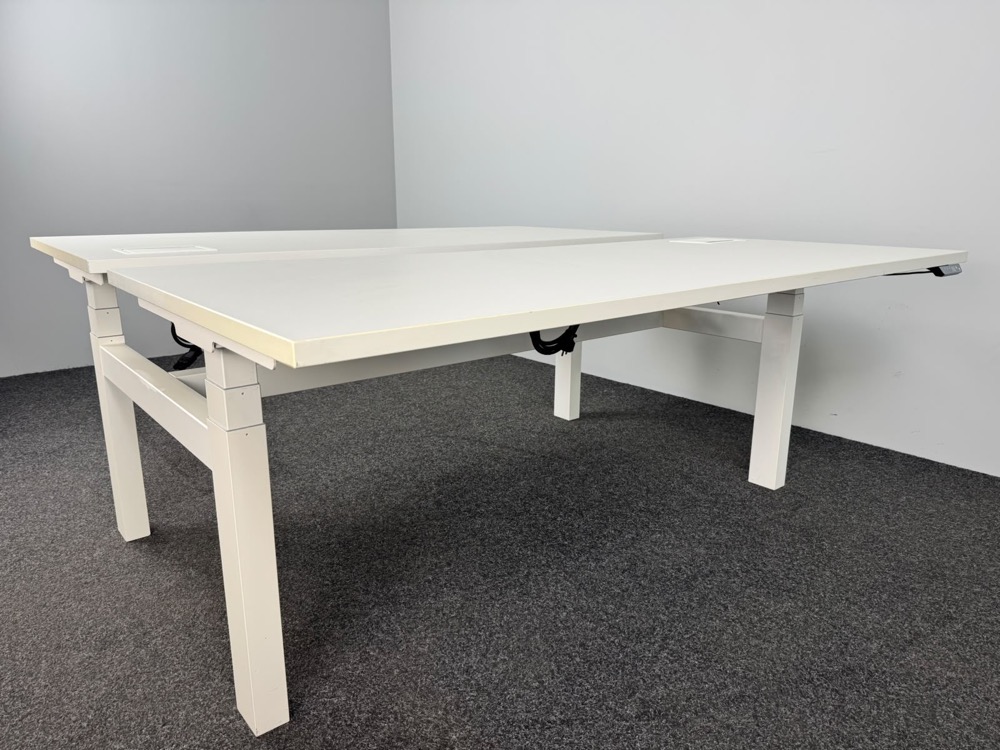 VEYHL Electric Sit-Stand Double Workbench B180xD175xH65-130 - white melamine / white metal four-leg - Image 6