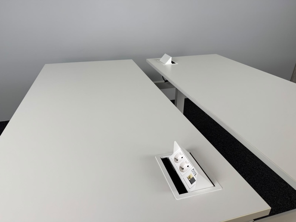 VEYHL Electric Sit-Stand Double Workbench B180xD175xH65-130 - white melamine / white metal four-leg - Image 7