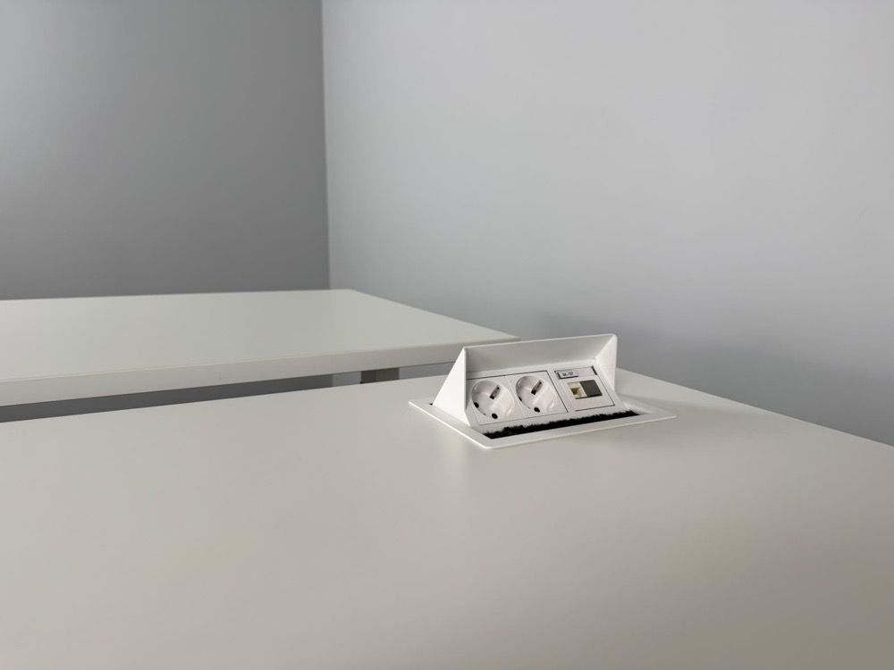 VEYHL Electric Sit-Stand Double Workbench B180xD175xH65-130 - white melamine / white metal four-leg - Image 10