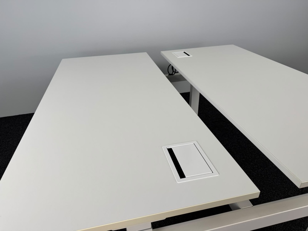 VEYHL Electric Sit-Stand Double Workbench B180xD175xH65-130 - white melamine / white metal four-leg - Image 5