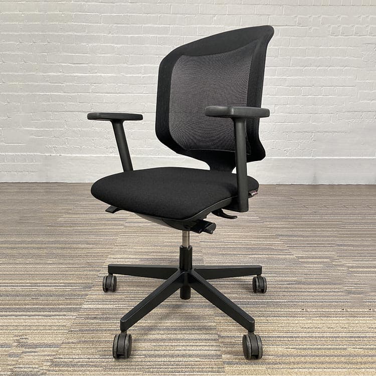 GIROFLEX 434 Bureaustoel - zwart stof / mesh / zwart metalen kruisvoet - Afbeelding 2
