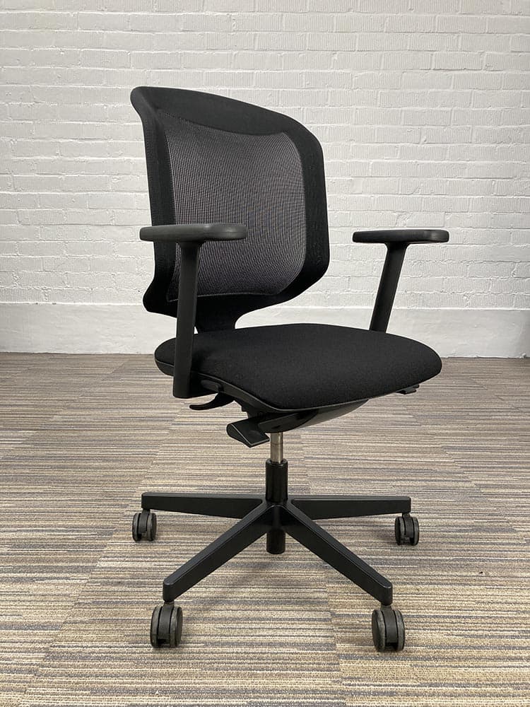 GIROFLEX 434 Bureaustoel - zwart stof / mesh / zwart metalen kruisvoet - Afbeelding 8