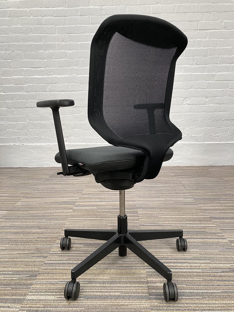 GIROFLEX 434 Bureaustoel - grijs / zwart stof / mesh / zwart metalen kruisvoet - Afbeelding 4