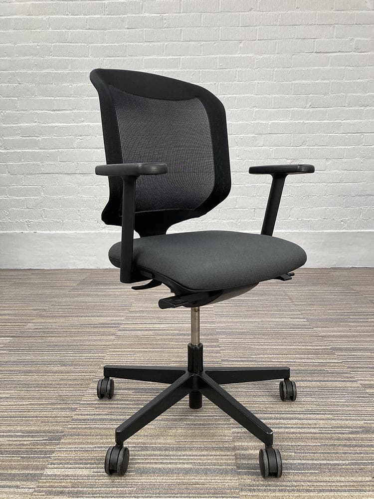 GIROFLEX 434 Bureaustoel - grijs / zwart stof / mesh / zwart metalen kruisvoet - Afbeelding 8