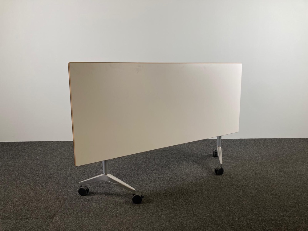 WILKHAHN 617 / 7 Table pliante B200xD75xH72 - mélamine blanche / métal gris pied en y – Image 5