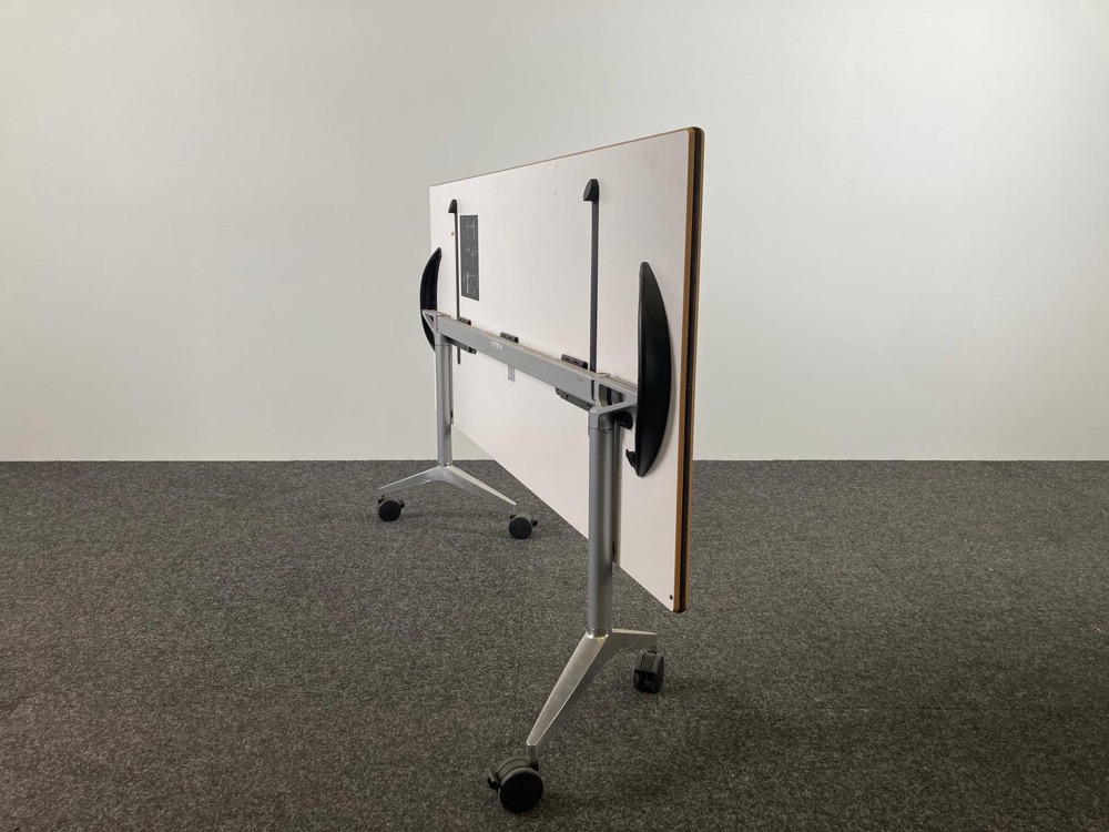 WILKHAHN 617 / 7 Table pliante B200xD80 - mélamine blanche / métal gris pied en y – Image 3